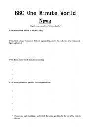 BBC One Minute Wolrd News Eternal  Worksheet