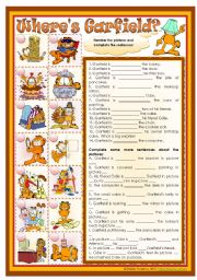 Wheres Garfield? - prepositions practice *editable