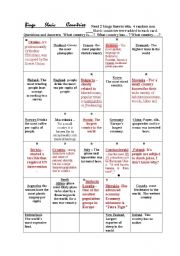 English Worksheet: Bingo! Countries with emphasis on Slavic nations