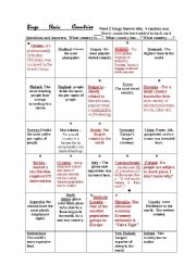 English worksheet: Bingo! Countries with emphasis on Slavic nations