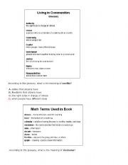 English worksheet: Using a Glossary