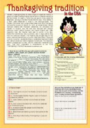 English Worksheet: Thanksgiving tradition