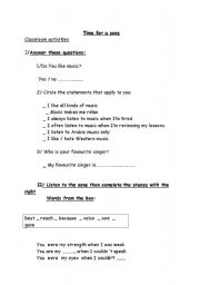English worksheet: Classroom activities