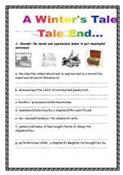 English Worksheet: A winters tale. Tale End...