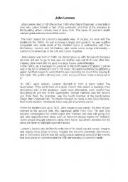 English Worksheet: John Lennon comprehension