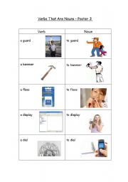 English worksheet: Verbs that are both nouns and verbs - Poster 3