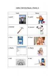 English Worksheet: Verbs that are both nouns and verbs - Poster 3