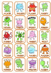 English Worksheet: Who is Who? Guess the monster!