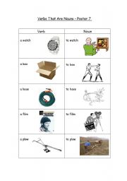 English worksheet: Words that are both nouns and verbs