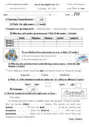 English Worksheet: mid of term test 1 