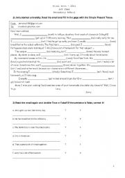 English Worksheet: Simple present, simple past, questions, there is, there are