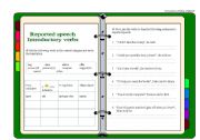 English Worksheet: Reported speech/ Introductory verbs + BW version + Key