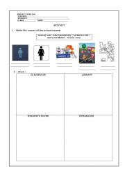 English worksheet: School Rooms