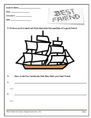 English worksheet: Write about your Best friend