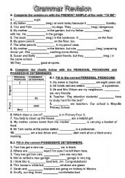 English Worksheet: Verb To Be, personal pronouns, possessive determiners