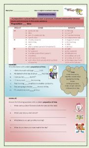 English Worksheet: prepositions of time