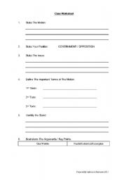 English Worksheet: Debate Case Construction