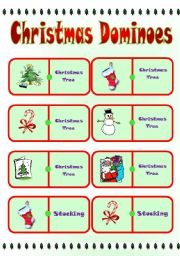 English Worksheet: CHRISTMAS DOMINOES (part 1)