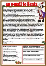 English Worksheet: an e-mail to Santa