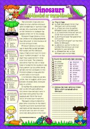 English Worksheet: DINOSAURS 