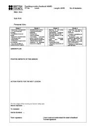 English Worksheet: CELTA format lesson Plan template