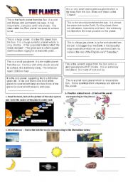 English Worksheet: planets