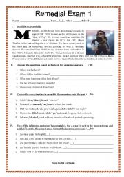 English Worksheet: michael jacksons bio