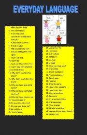 English Worksheet: EVERYDAY LANGUAGE