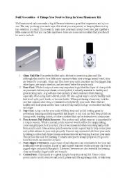 English Worksheet: Nails necessities 