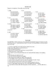 English worksheet: Degrees of comparison.Present Perfect / Perfect Continuous. reported speech 