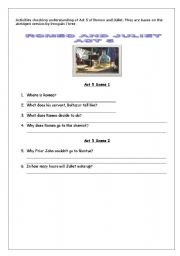 English Worksheet: Romeo and Juliet Act 5