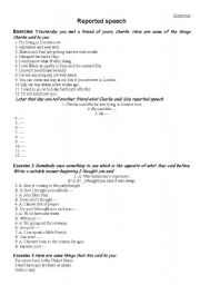 English Worksheet: Reported speech