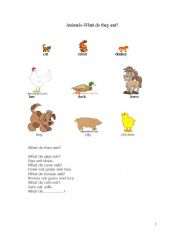 English worksheet: animals