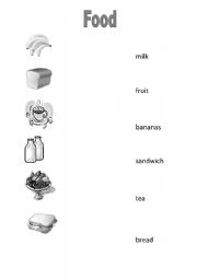 English Worksheet: Food