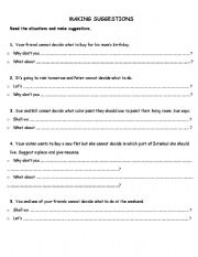 English Worksheet: Making Suggestions with Given Situations