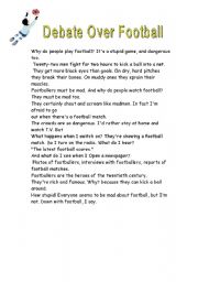 English worksheet: debate over football