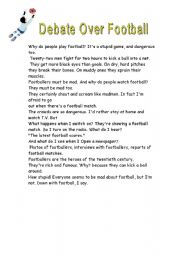 English Worksheet: debate over football