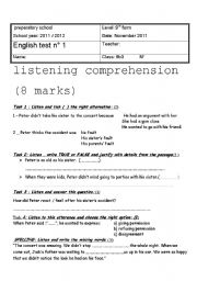 English Worksheet: test ( describing a person , generation gap, safety at home...)