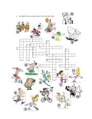 English Worksheet: Free time crossword