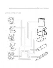 English Worksheet: School Objects