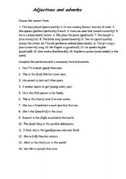 English Worksheet: adjectives and adverbs