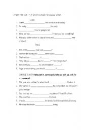 English Worksheet: PHRASAL VERBS 