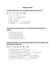 English Worksheet: PRESENT SIMPLE