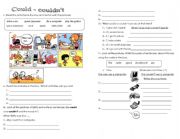English Worksheet: could  and couldnt 