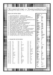 English Worksheet: Adjectives Plus Prepositions