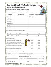 English Worksheet: How the Grinch Stole Christmas Part 5/6.