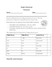 English worksheet: pronouns