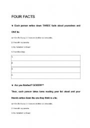 English worksheet: four facts