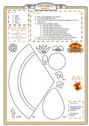 English Worksheet: Thanksgiving turkey craft