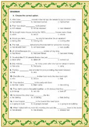 English Worksheet: Grammar revision + KEY